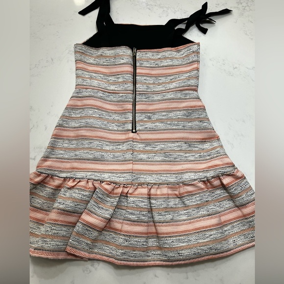 Charming Pink and White Striped Kids Dress with Black Bow Details - Picture 4 of 10